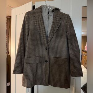 Stradivarius Long Blazer With Contrasting Hood